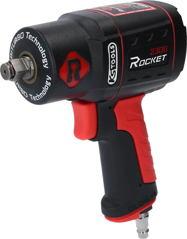 KS Tools Rocket II Compressed Air Impact Wrench 1/2 Inch 512.0002 2300 Nm I Compressed Air Impact Wrench with 8 Slats Air Motor and High Performance Double Hammer Impact Mechanism, Black - Image 1