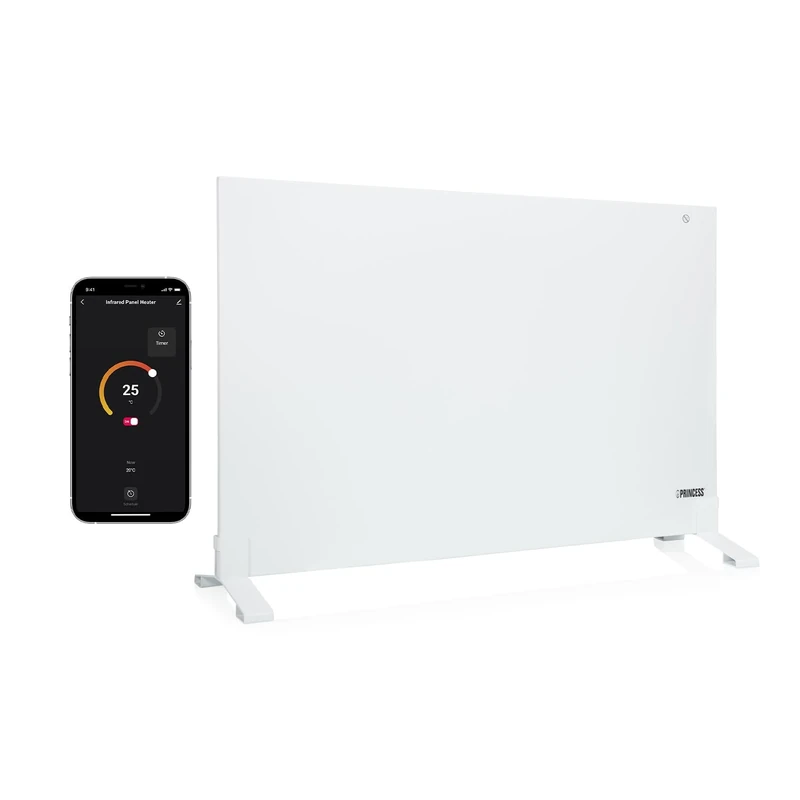 Princess 348254 connected infrared heater - 540 W - Low consumption - Free app - Programmable with built-in thermostat - Carbon crystal plate