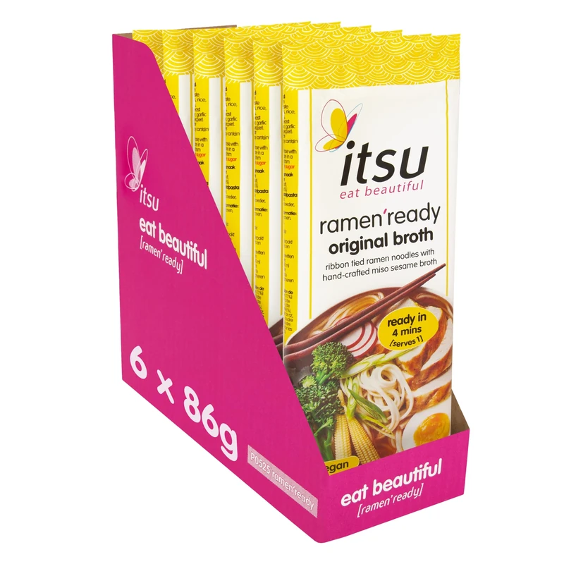 itsu Ramen Ready Noodles 86g | Original Broth | Authentic Japanese Flavour | Ribbon Tied Ramen Noodles | Pack of 6