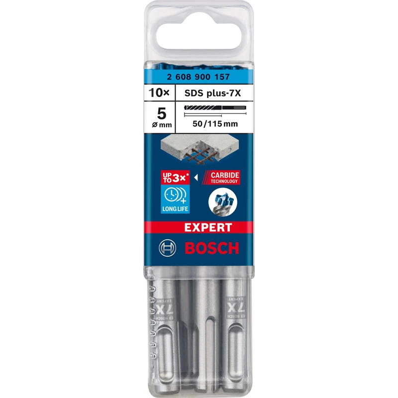 Bosch Drill Expert SDS-plus-7X Hammer Drill Bit Diameter 5 mm Pack of 10 - Image 1