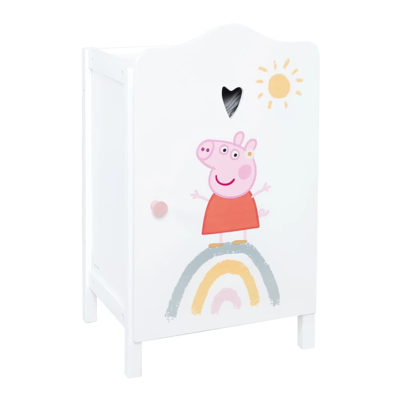 roba Peppa Pig Doll Wardrobe - Wardrobe for Storing Doll Clothing & Accessories - Doll Furniture Made of White Lacquered Wood - Design from The Cartoon Series...