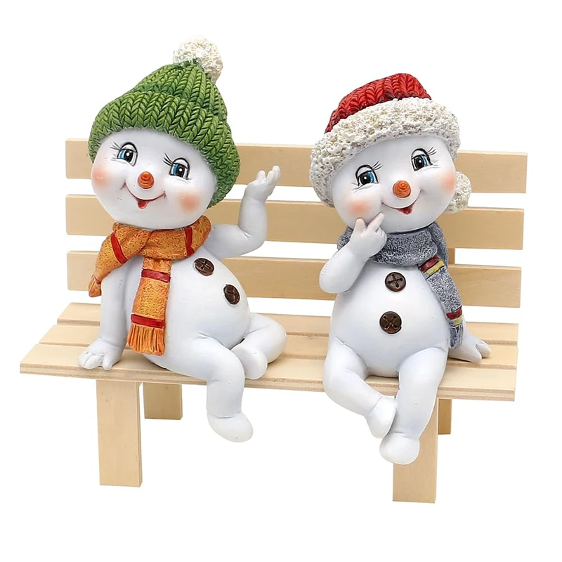 Dekohelden24 Snow Children with Hat and Scarf in Red/Green as Edge Seater Set of 2, L/W/H per Figure 6.5 x 6.5 x 12 cm, 12 cm