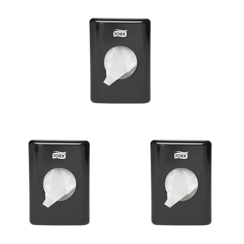 Tork 566008 Dispenser for Sanitary Bags/Elevation Design/Hygiene Bag Dispenser Compatible with Tork B5 Sanitary System/Black (Pack of 3)