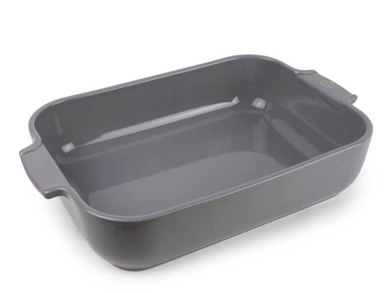 PEUGEOT - Rectangular Ceramic Baking Dish - 36 cm (including handles) x 22 cm x 6.8 cm - Capacity: 3.8 L - 6-7 Servings - 10 Year Guarantee - Made In France - Light Grey Colour