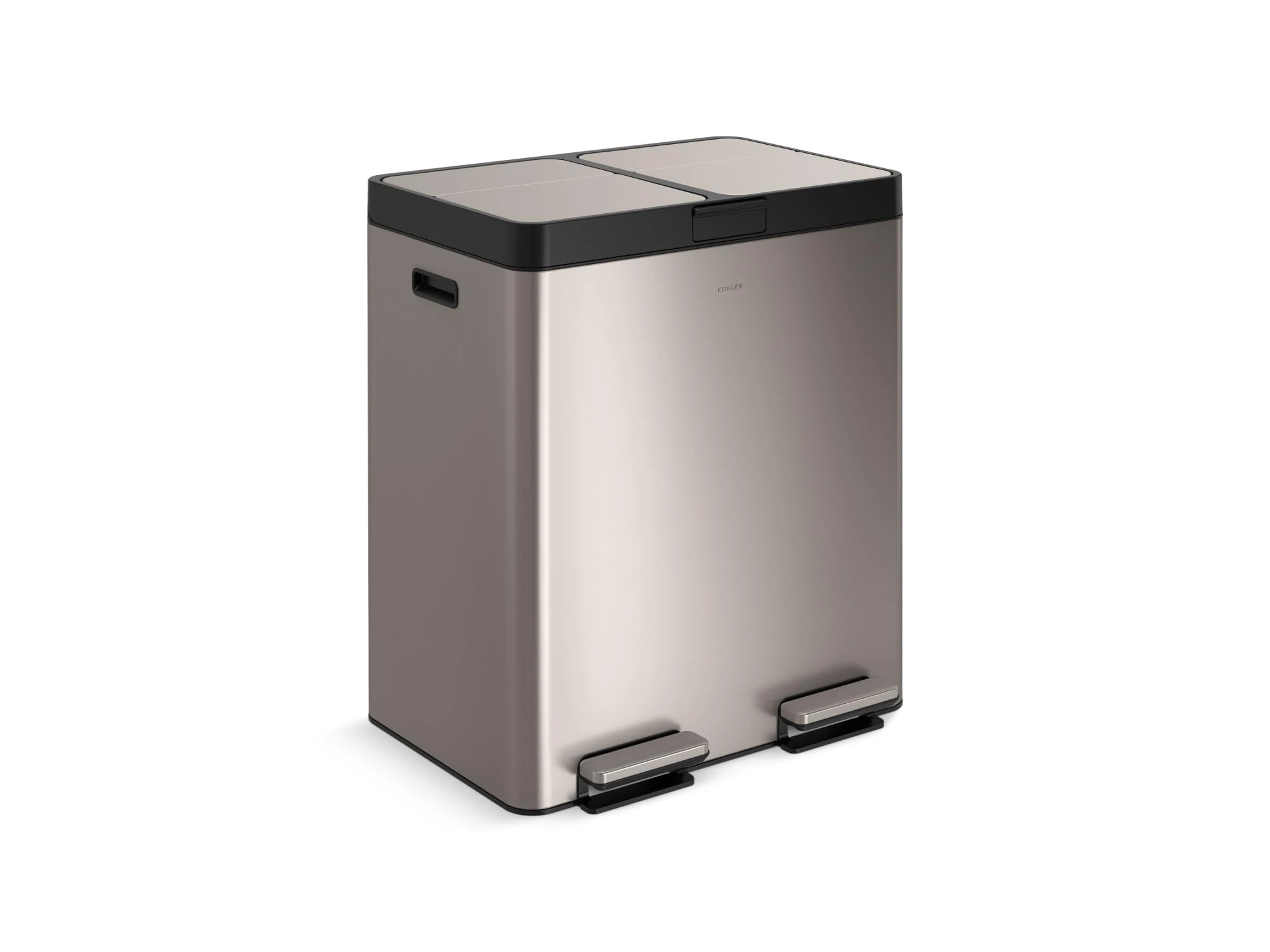 KOHLER K-23828-ST 82-Liter Stainless Steel Dual-Bin Step Trash Can, Fingerprint Resistant, Soft-Close Lid, Kitchen or Office