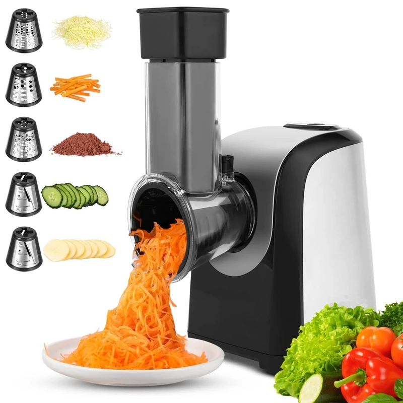 MEYKEY 150W Electric Vegetable Cutter, 5 in 1 Multifunction Vegetable Chopper Slicer
