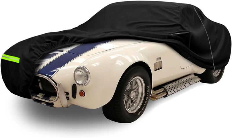 Waterproof Car Cover Compatible with AC Shelby Cobra 1962-1967 All Weather Car Covers with Inner Cotton & Zipper Door for Car Dust Snow Rain Hail Protection