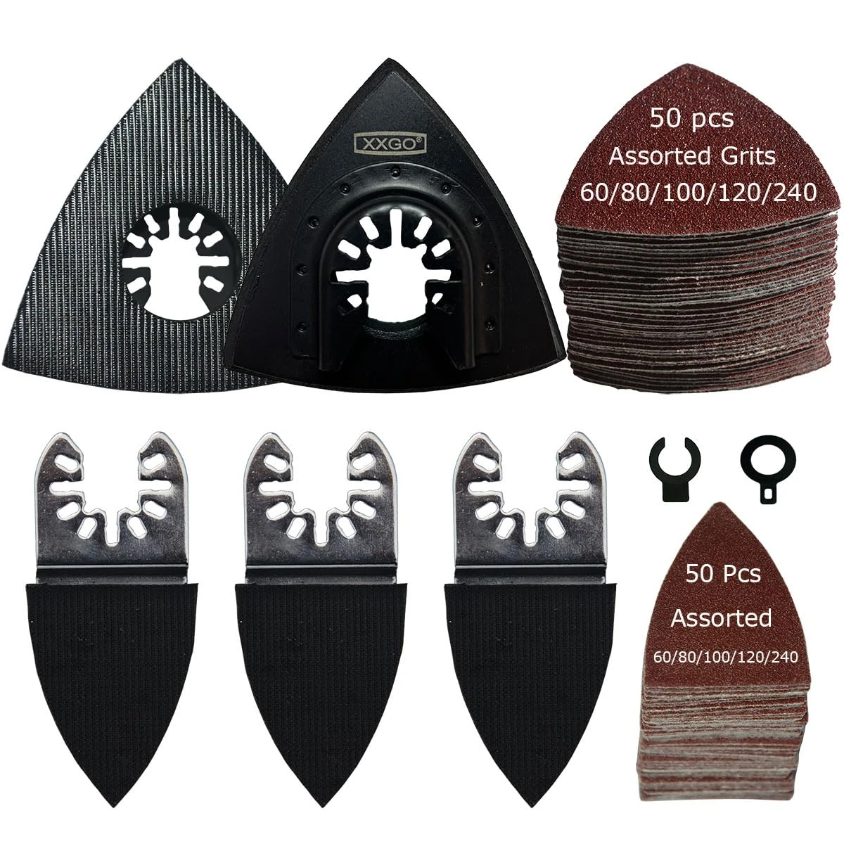 XXGO 105 Pcs Triangle Finger Oscillating Multi Tool Sanding Pads Kits XG3105U