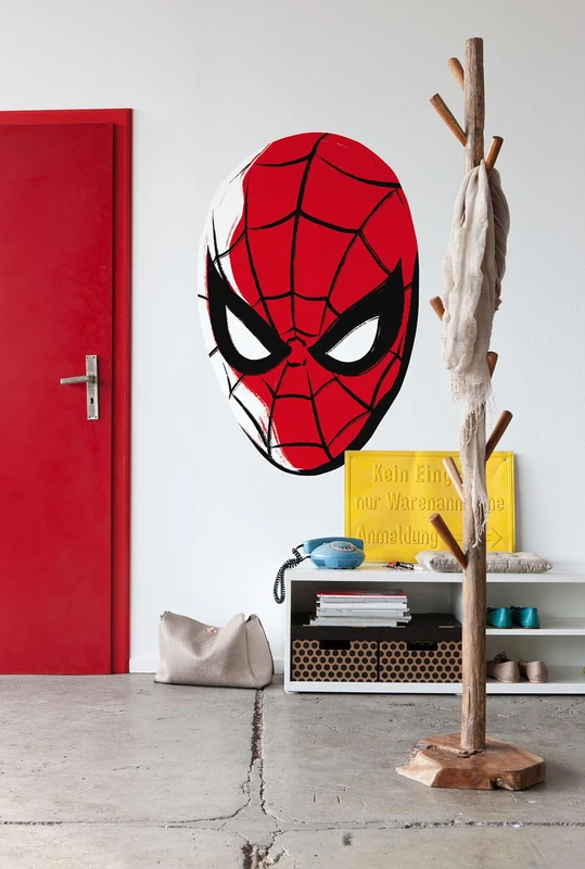 Komar Spider-Man Headshot Self-Adhesive Non-Woven Photo Wallpaper, Size 125 x 125 cm, Wall Decoration, Children's Room, Marvel
