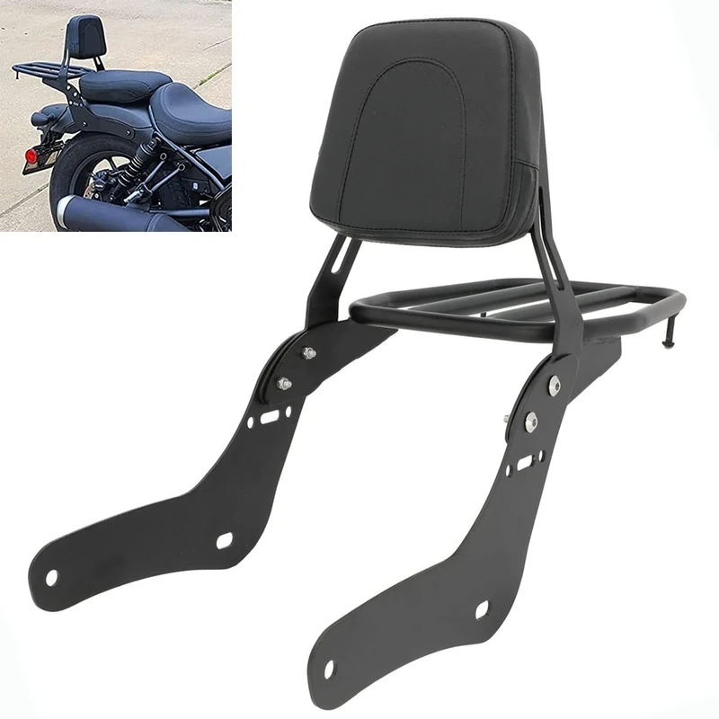 Passenger Sissy Bar with Luggage Rack Backrest Fit for Honda Rebel 1100 CMX1100 2021 2022 2023, Black