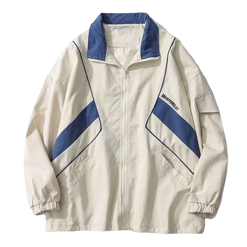 Wyeysyt Women's Y2k Jacket Zip Up Lightweight Windbreaker Jacket Varsity Oversized Sport Jacket Y2k Clothing 90s Jacket, 02white, M - Image 1