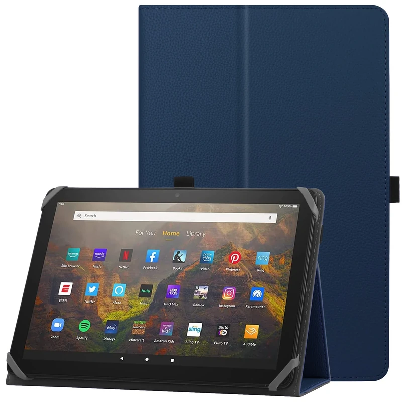 HoYiXi Universal Case for 10-11 inch Tablet Fire Max 11 2023 Release with Stand Folio and Hand Strap Protective Cover for 10”-11” Samsung Lenovo TECLAST Android Tablet - Navy