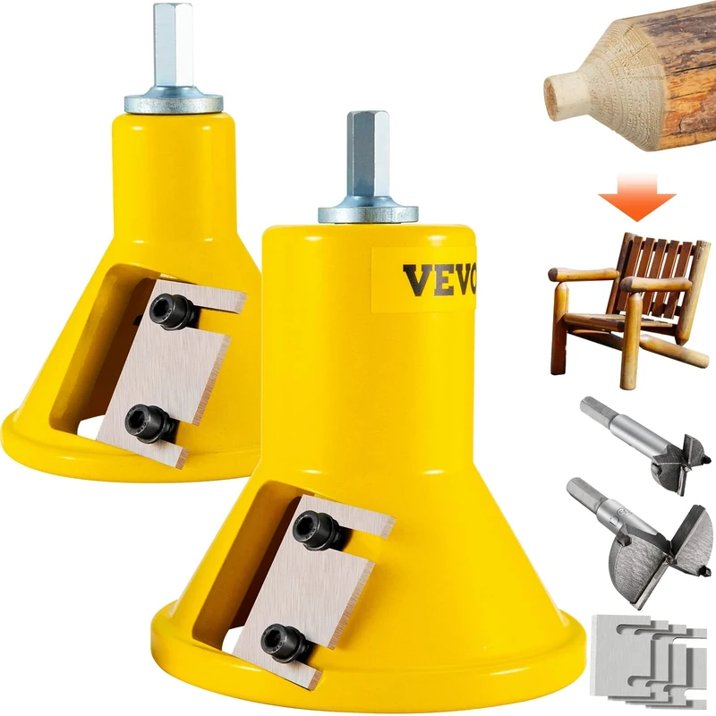 VEVOR Tenon Cutter, 1"/25.4mm & 2"/50.8mm Diameter, with Dual Straight Blades & Button Screws Home Master Kit, Premium Aluminum & Steel Log Furniture Cutter, Commercial Beginner’s Tool for Home DIY