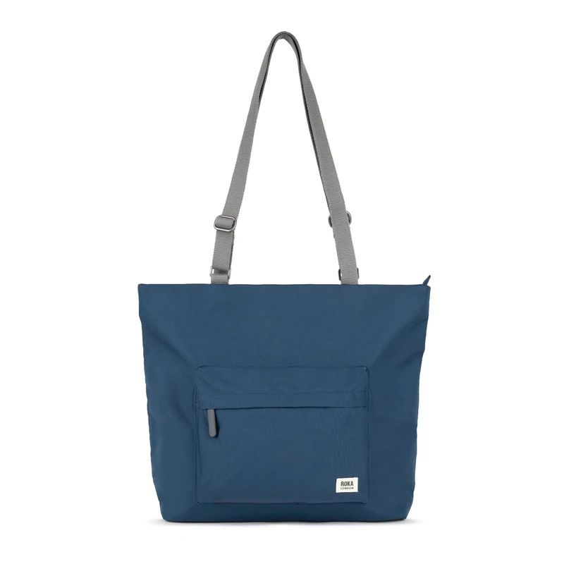 ROKA Trafalgar Medium Tote Bag with Zip for Women & Men - Canvas Tote Bag with Compartments, Pockets & Adjustable Strap for Work & School - Deep Blue - Image 1