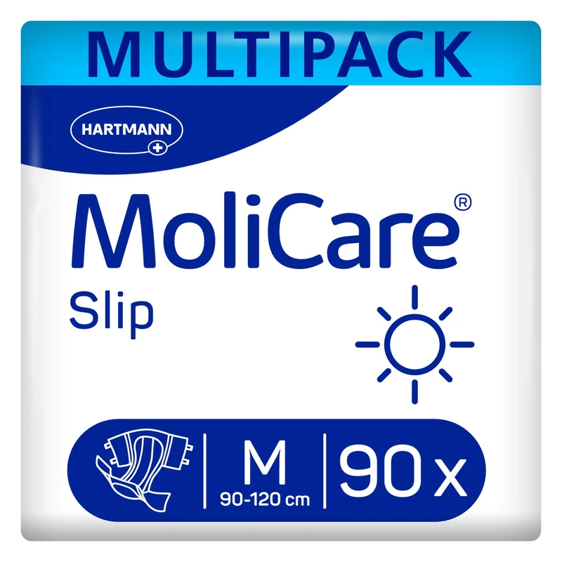 MoliCare Slip Day - Disposable Incontinence Slip, Adult Nappy for Women and Men with Severe Urine and Stool Incontinence, Size M, 35-47 inches (80-120 cm), 3 Packs of 30 (90 Pieces)
