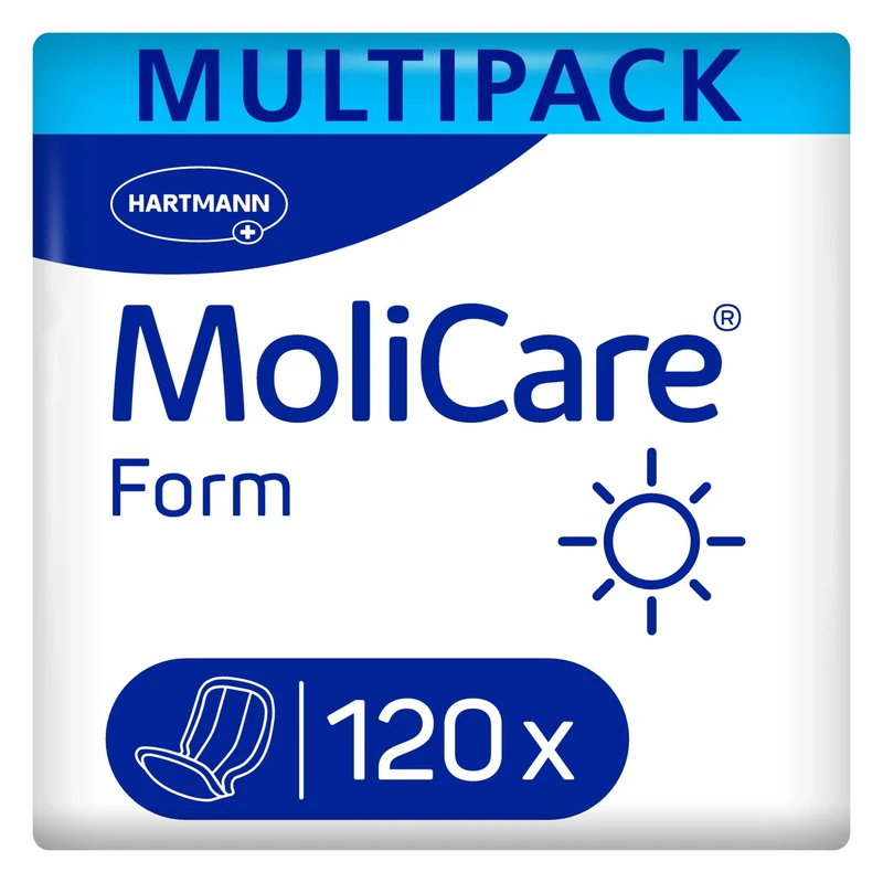 MoliCare Form Day - Large Shaped Incontinence Pads for Women and Men with Moderate Urine and Bowel Incontinence, 4 Packs of 30 (120 Pieces)