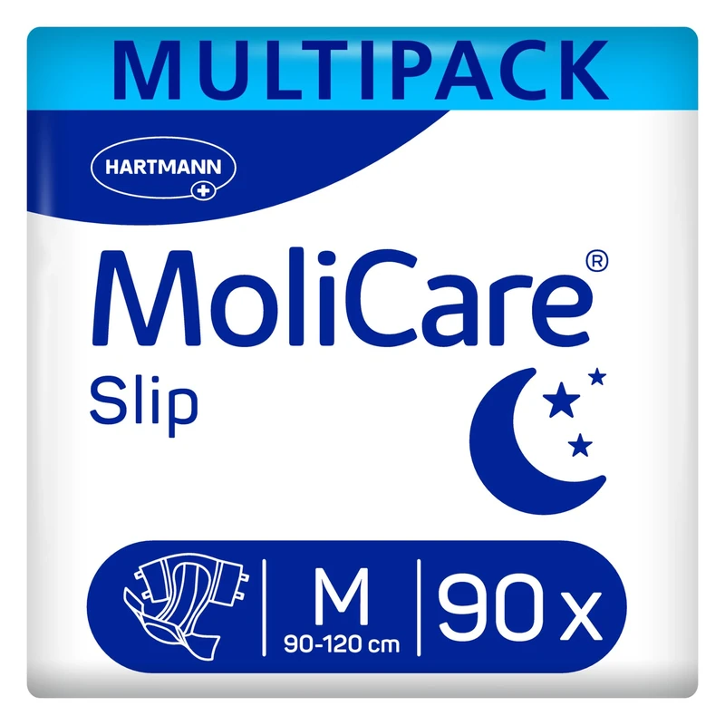 MoliCare Slip Night - Disposable Incontinence Slip, Adult Nappy for Women and Men with Severe Urine and Stool Incontinence, Size M, 35-47 inches (90-120cm), 3 Packs of 30 (90 Pieces)