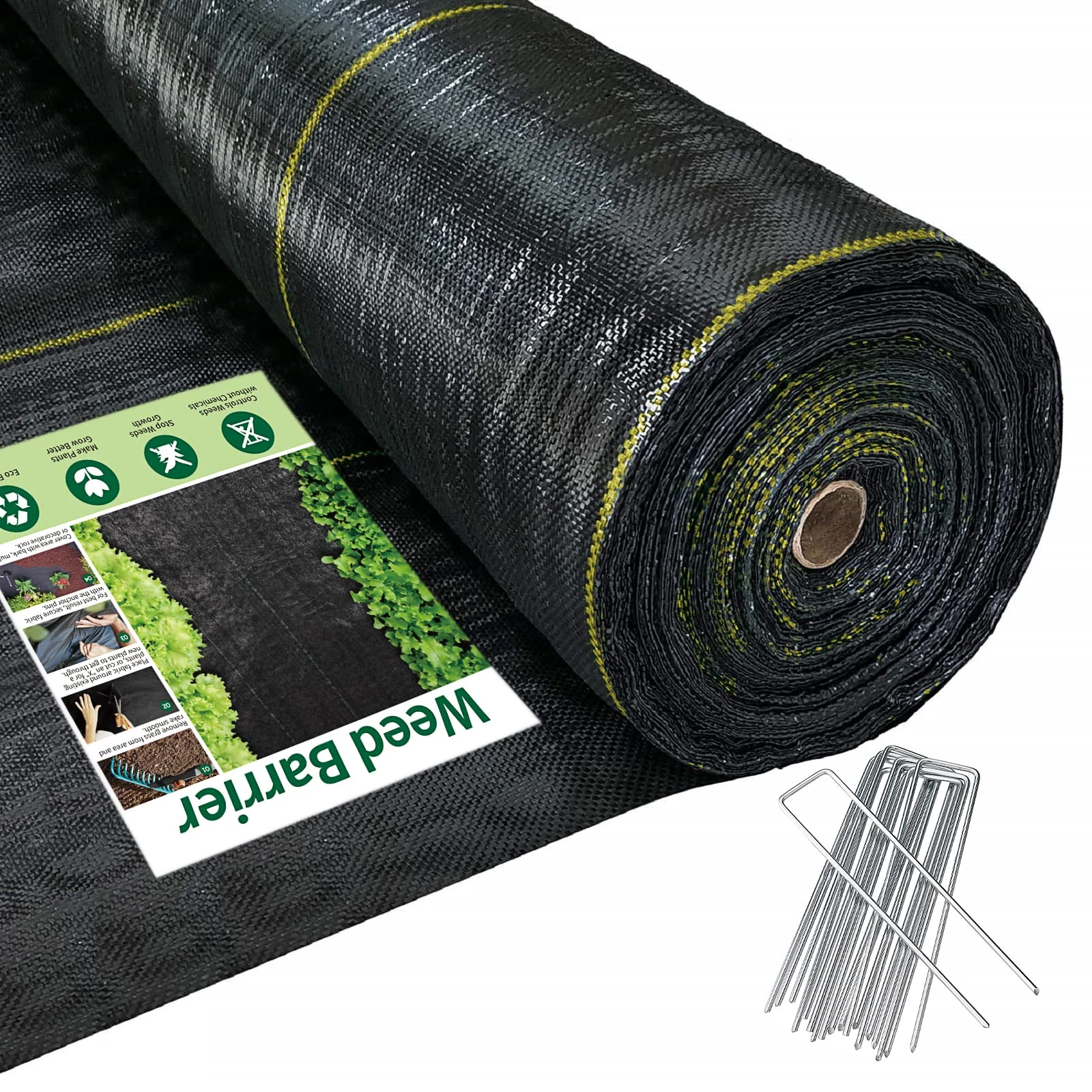 MARIVIA Sunocity 8ft x300ft Black Weed Barrier Landscape Premium Fabric-Heavy Duty Woven Ground Cloth with Superior Permeability Weed Control Convenient Design