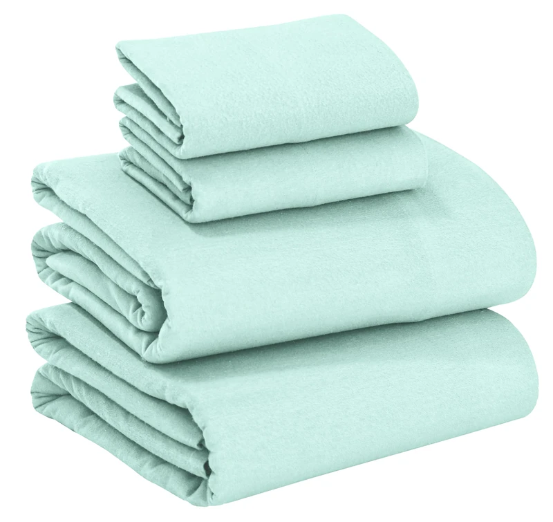 Ruvanti Flannel Sheets California King Size - Velvety Soft & Comfortable - 100% Cotton Brushed Bed Sheet Set - Deep Pockets 16 Inches - Breathable, Warm & Cozy -4 Pcs- Aqua
