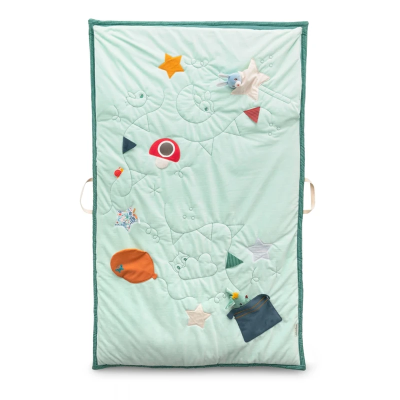 Lilliputiens – 2-in-1 Activity Mat and Sleeping Bag - Joe the Dragon for Babies – Sensory Play Mat and Cozy Sleeping Bag – Interactive Activities, Glow-in-the-Dark Stars – 83463