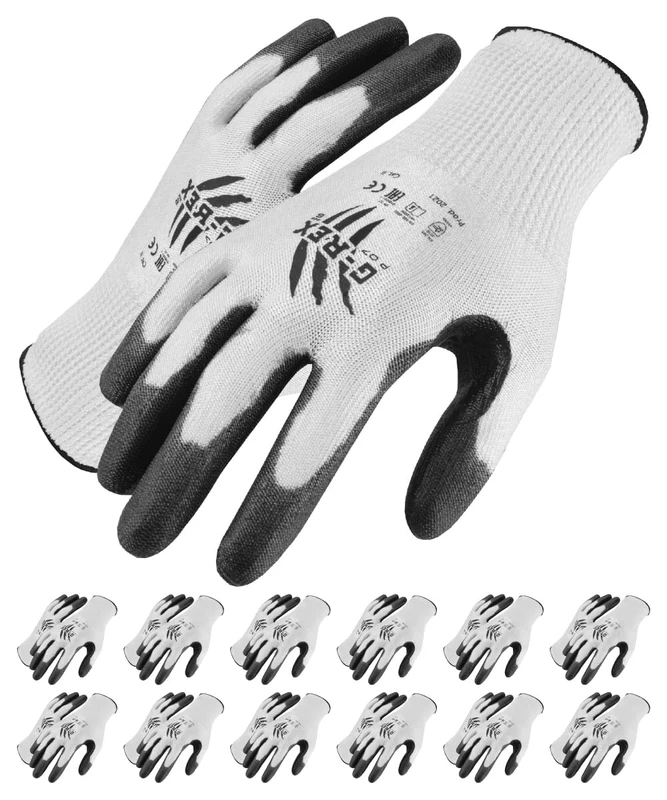 G-REX - P 07 / Assembly Gloves Cut Protection/Size 08, 12 Pairs/White/White/Assembly Gloves/Cut Resistant Gloves Work Gloves