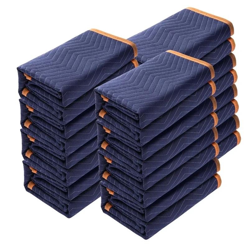 VEVOR Furniture Moving Blankets 2032x1829mm Pack of 12 Heavy Duty Protective Packing Covers Non Woven Fabric Recycled Cotton for Protecting Furniture Floors Appliances, Blue/Orange