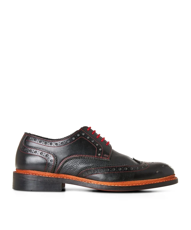Joe Browns Men's Hand Lasted Premium Dark Leather Brogue Oxford, Black, 9 UK