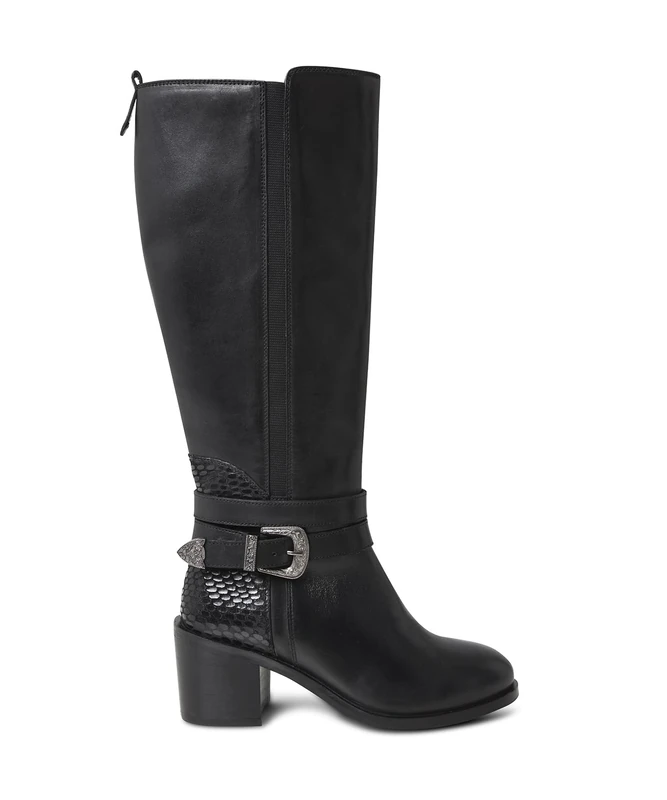 Joe Browns Women's Elasticated Premium Leather Riding Boots Knee High, Black, 5 UK