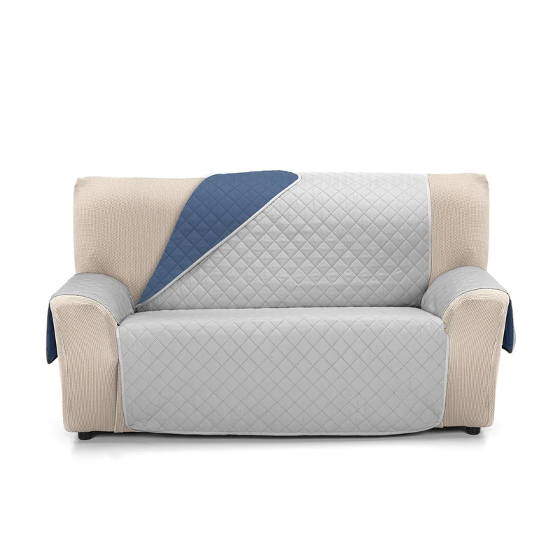 Martina Home Reversible Quilted Sofa Cover Amber 4 Seater XL Grey/Blue