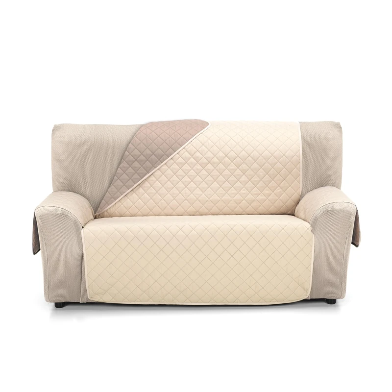 Martina Home Reversible Quilted Sofa Cover Amber 4 Seater XL Beige/Leather