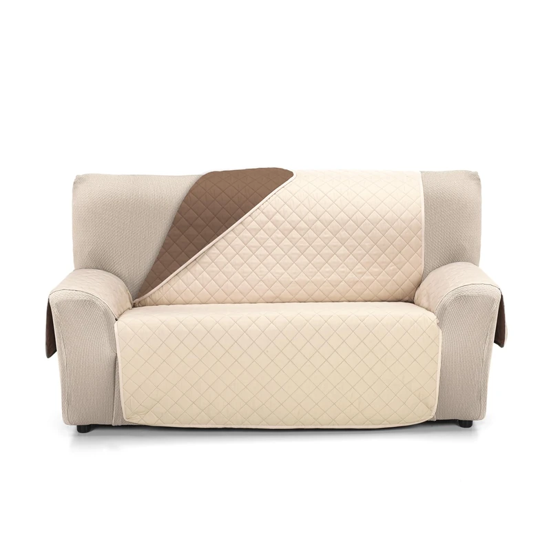 Martina Home Reversible Quilted Sofa Cover Amber 3 Seater XL Beige/Brown