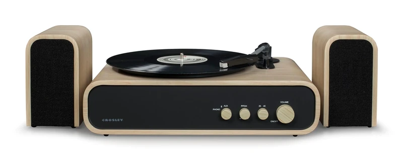 Crosley Gig Record Player with Speakers - Bluetooth Turntable with 5W Bookshelf Speakers, Easy Set Up Vinyl Player, Record Player Shelf System with AUX Input, Bluetooth Receiver, Natural - Image 1