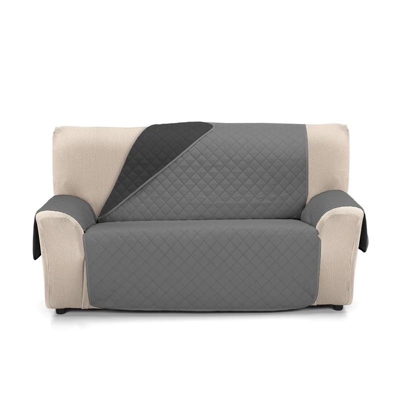 Martina Home Reversible Quilted Sofa Cover Amber 3 Seater XL Anthracite/Black