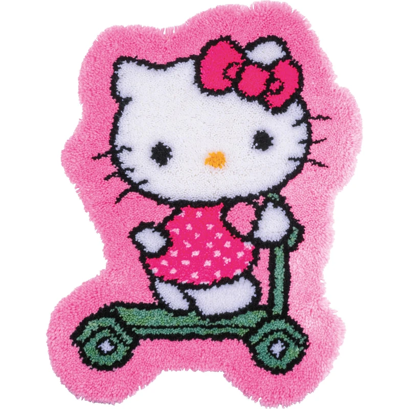 Vervaco Latch Rug Set, DIY Handmade Set, Latch Hook Set for Beginners, Hello Kitty Carpet for DIY Crafts, Adults, Creative 55 x 75 cm, Latch Hook Kit, Latch Hook Accessories, Home Decoration