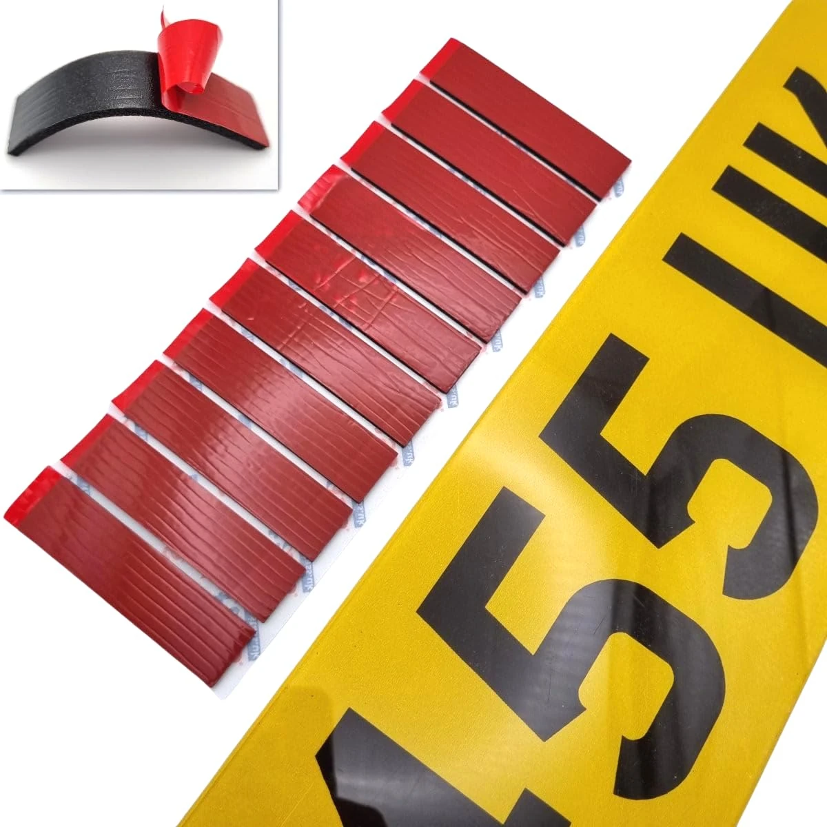 STASS "XTRA-THICK" Number Plate Sticky Pads, Heavy Duty, Extra Strong Double Sided Adhesive Pads for Vehicle Number Plates, Licence Plates, Car Registration, Mounting Tape (10 Strips, 3mm thick)