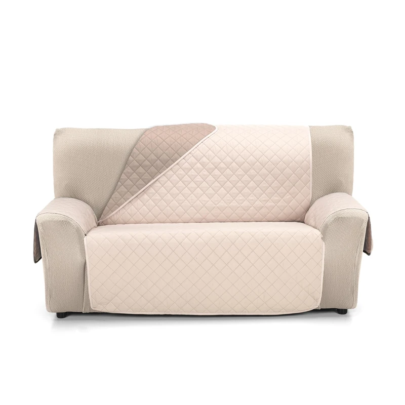 Martina Home Reversible Quilted Sofa Cover Amber 4 Seater XL Linen/Leather