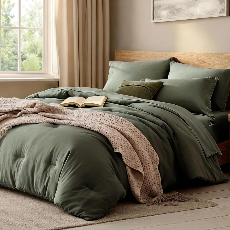 King Size Comforter Set- 7 Pieces Prewashed Bed in a Bag King Bedding Sets