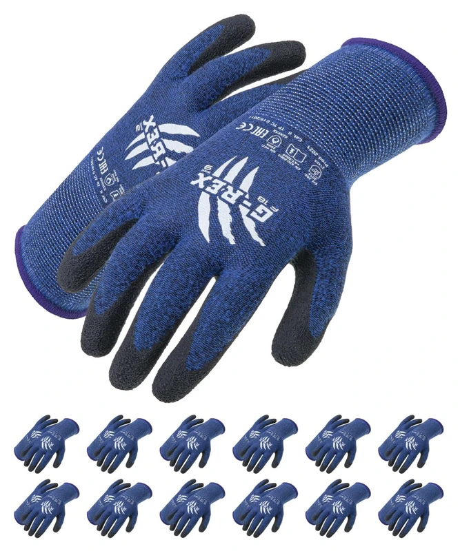 G-REX - F18 / Assembly Gloves/Size 08, 12 Pairs/Blue/Assembly Gloves/Work Gloves/Dexterity and Low Temperature Protection