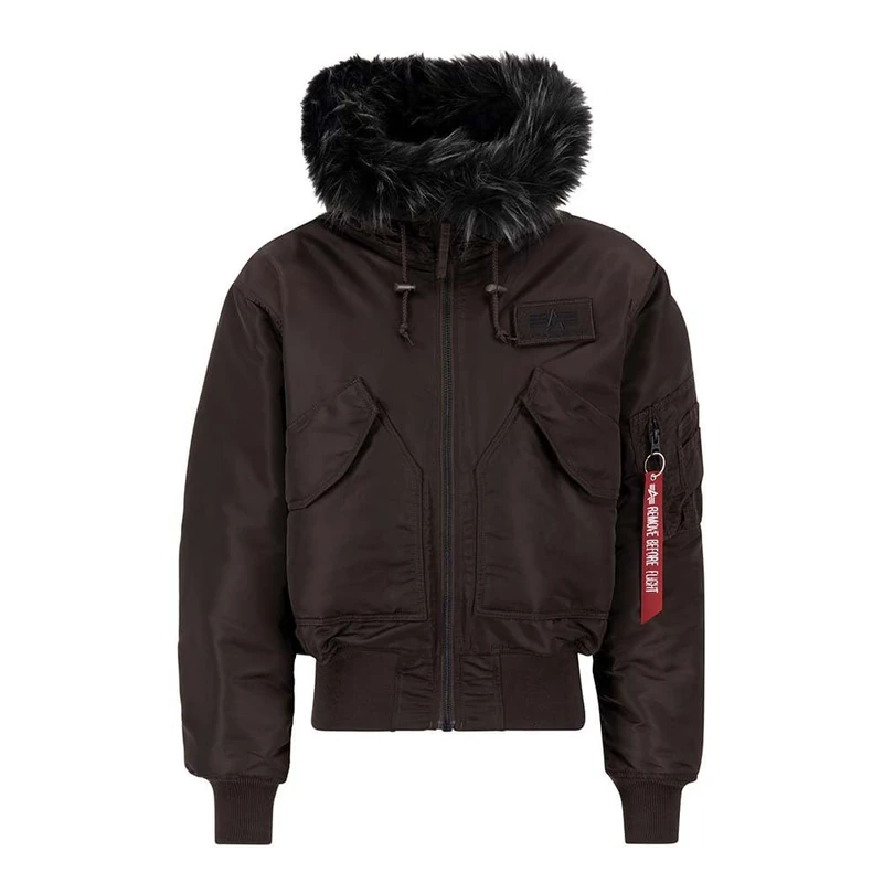 Alpha Industries 45P Hooded Custom Bomber Jacket for Men Hunter Brown