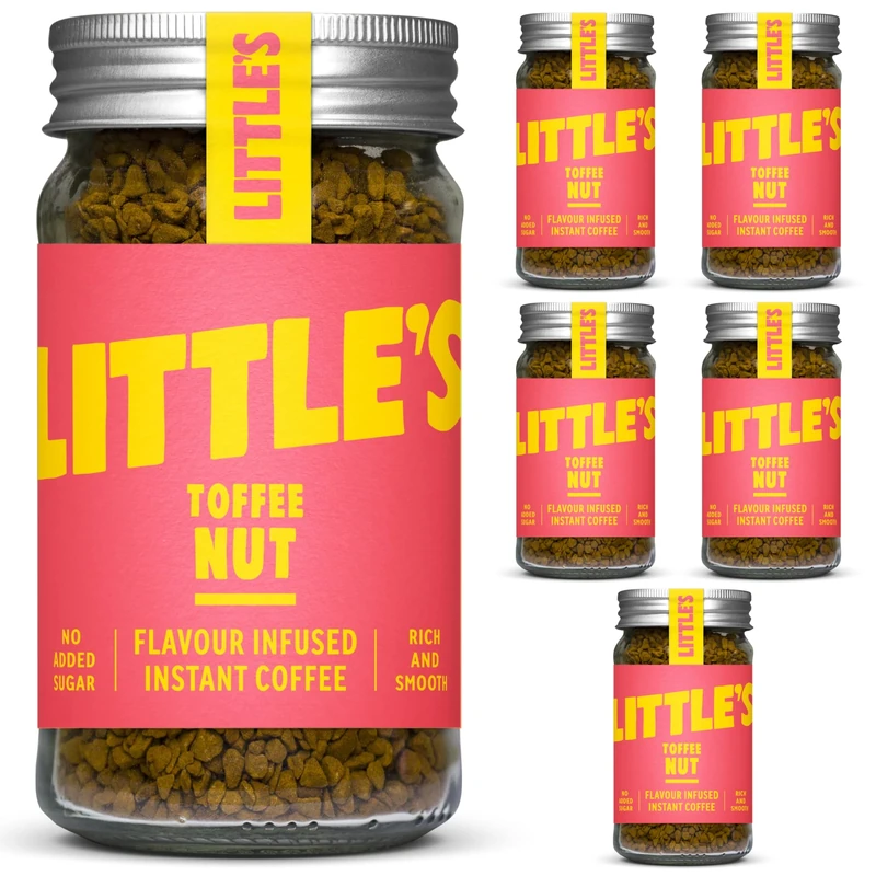 Little's Toffee Nut Flavoured Instant Coffee, 6 Pack (50g x 6) - Rich & Smooth Coffee, Infused With Toffee Flavour - Vegan Friendly, Low Calories, No Added Sugar