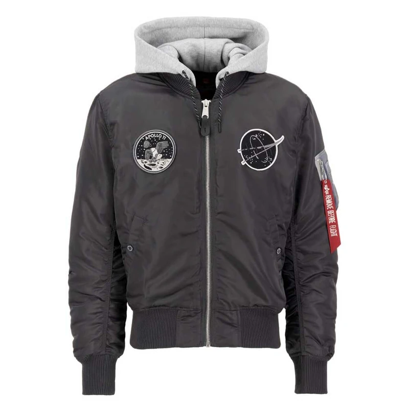Alpha Industries Men's MA-1 VF Hood Dark Side Bomber Jacket, Vintage Grey, XXL