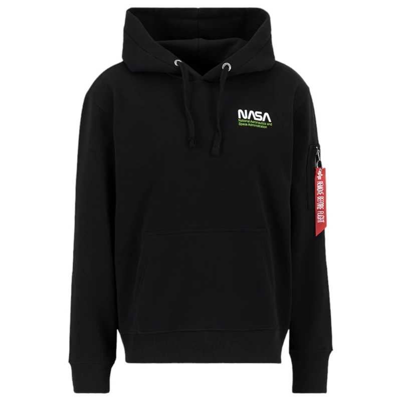 Alpha Industries Men's Skylab NASA Hoody Hooded Sweat Sweatshirt, Black/Green, M