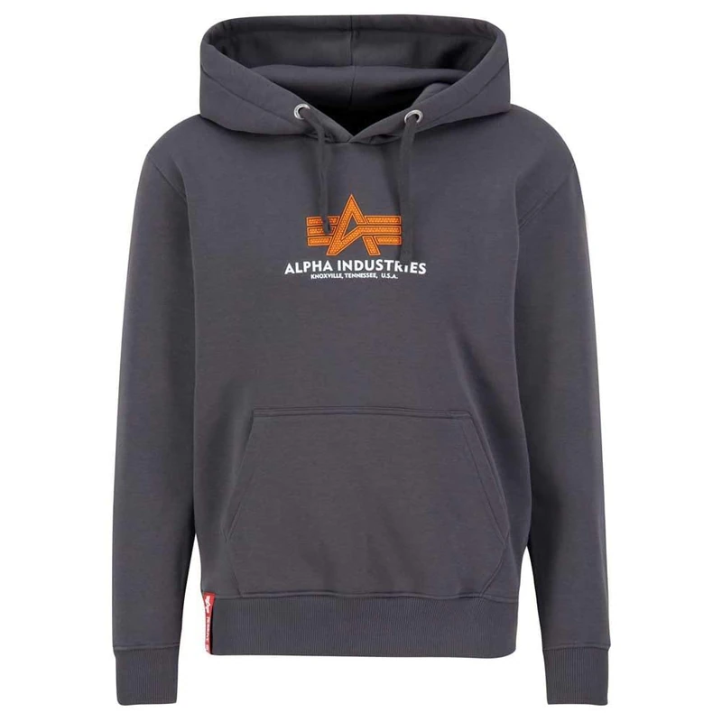 Alpha Industries Men's Basic Hoody Rubber Hooded Sweat Sweatshirt, Vintage Grey, S