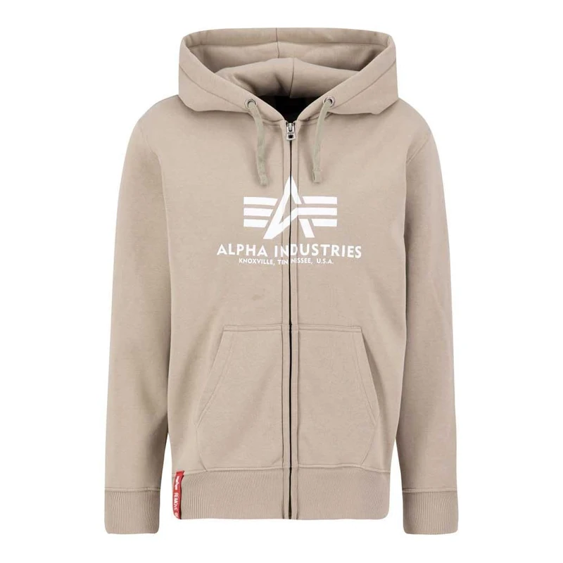 Alpha Industries Basic Zip Hoody Hooded Sweat for Men Vintage Sand