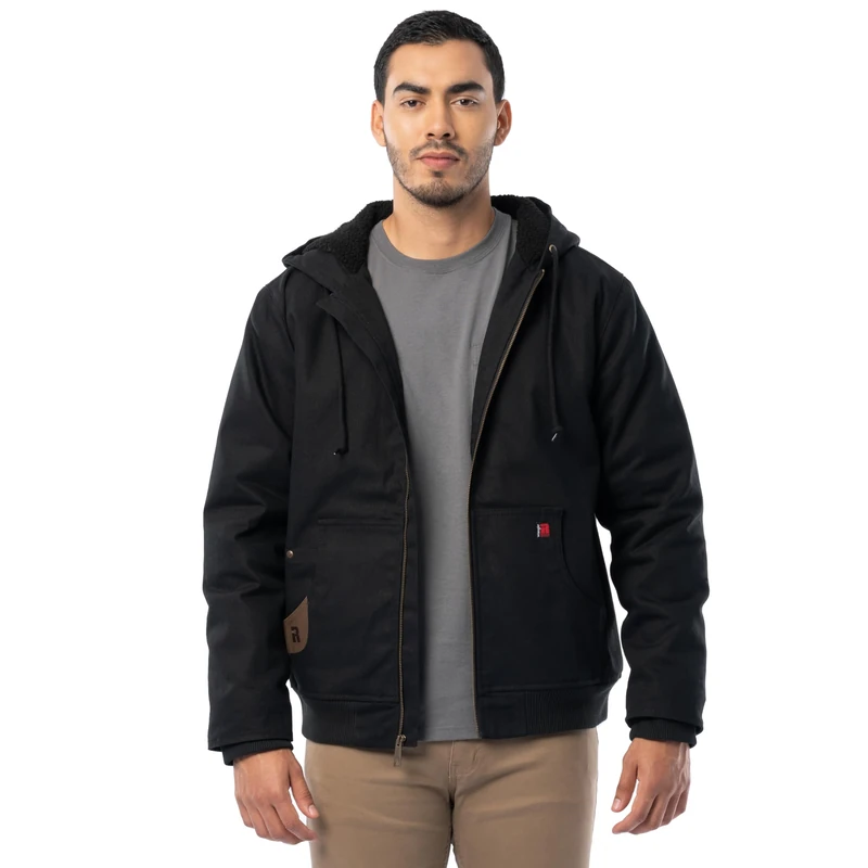 Wrangler Men's Duck Sherpa Lined Full Zip Jacket, Black, 3XL