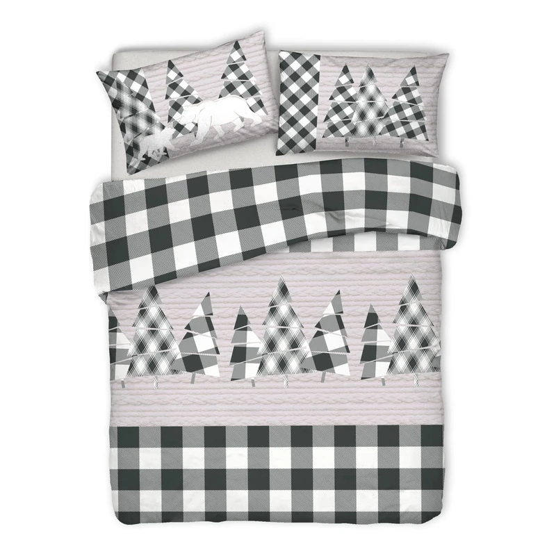 PENSIERI DELICATI 100% Cotton Double Duvet Cover Set, Complete with 250 x 200 cm Sleeping Bag and 2 Pillowcases 52 x 82 cm, Made in Italy, Duvet Cover Machine Washable At 40 Degrees, Canada Design