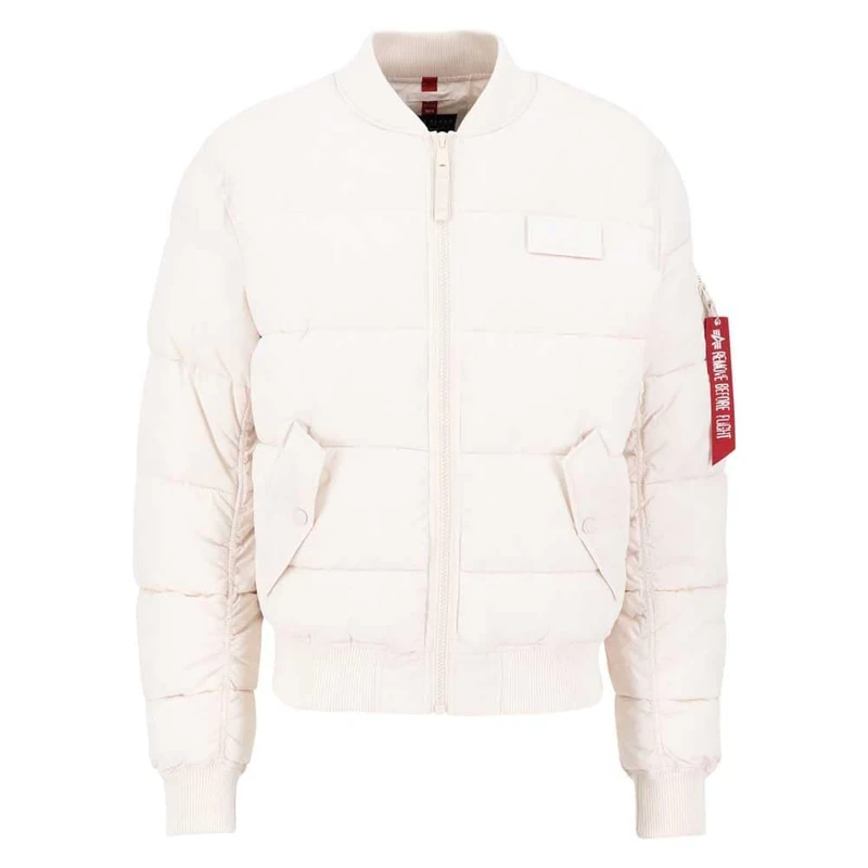 Alpha Industries MA-1 Puffer Bomber Jacket for Men Jet Stream White