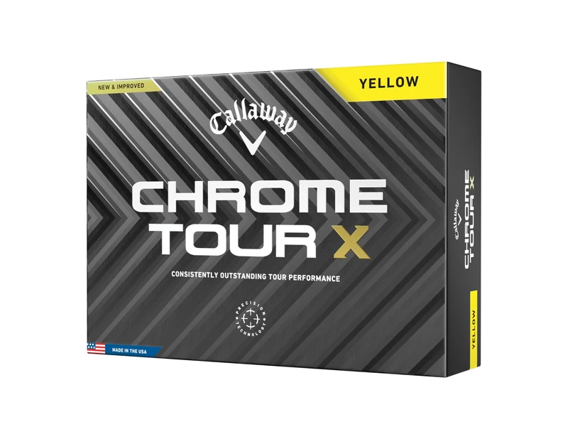 Callaway Golf Chrome Tour X Premium Golf Ball 2024, Yellow, One Dozen