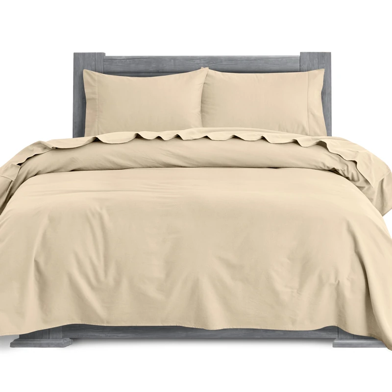 Elegant Comfort Soft 4-Piece 100% Turkish Cotton Flannel Sheet Set - Premium Quality, Deep Pocket Fitted Sheet, Ultra Soft, Cozy Warm Flannel Sheets - Full, Linen