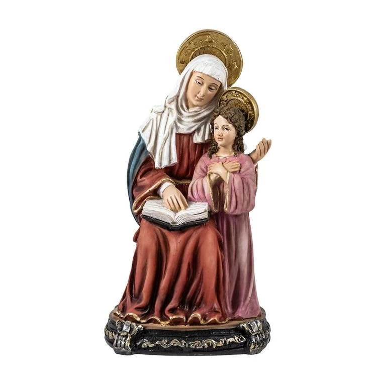 DRW Figure Santa Ana with Virgin Mary Hand Painted Resin 10x5x20cm